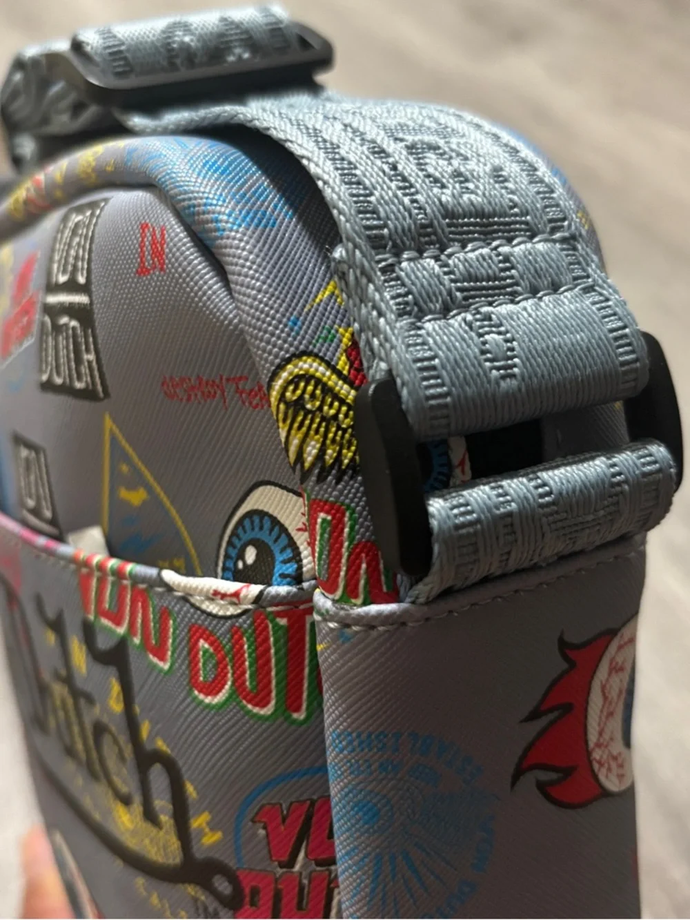 Von Dutch Crossbody Bag Grey All Over Print Y2K Streetwear Shoulder Bag NWT